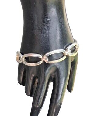 Vintage 925 Sterling Silver Chunky Oval Link Chain Bracelet Solid Heavy